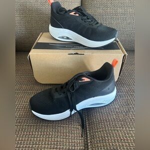 Women’s Black Athletic Sneakers with Coral Accent